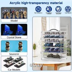 Miniature Storage Case with 6 Metal Trays, Acrylic Clear Miniature Display Ca Miniature Storage Case with 6 Metal Trays, Acrylic Clear Miniature Display Ca