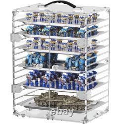 Miniature Storage Case with 6 Metal Trays, Acrylic Clear Miniature Display Ca