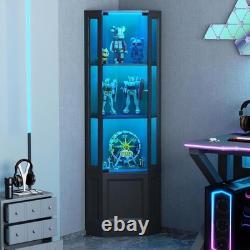 Minifigures Corner Display Case 3 Tier RGB LED Light Figure Glass Curio Cabinet