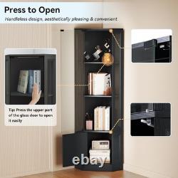 Minifigures Corner Display Case 3 Tier RGB LED Light Figure Glass Curio Cabinet