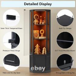 Minifigures Corner Display Case 3 Tier RGB LED Light Figure Glass Curio Cabinet