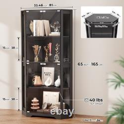 Minifigures Corner Display Case 4 Tier LED Figure Diecast Car Card Curio Cabinet