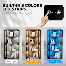 Minifigures Corner Display Case 4 Tier LED Figure Diecast Car Card Curio Cabinet