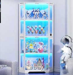 Minifigures Corner Display Case 4 Tier LED Figure Diecast Card Car Curio Cabinet