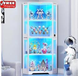 Minifigures Corner Display Case 4 Tier LED Figure Diecast Card Car Curio Cabinet