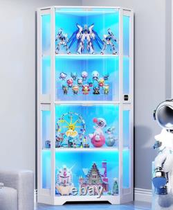 Minifigures Corner Display Case 4 Tier LED Figure Diecast Card Car Curio Cabinet