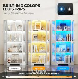 Minifigures Corner Display Case 4 Tier LED Figure Diecast Card Car Curio Cabinet