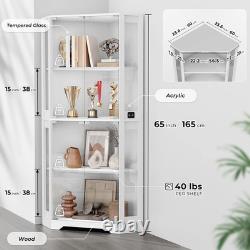 Minifigures Corner Display Case 4 Tier LED Figure Diecast Card Car Curio Cabinet