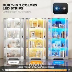 Minifigures Corner Display Case 4 Tier LED Figure Diecast Card Car Curio Cabinet