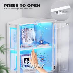 Minifigures Corner Display Case 4 Tier LED Figure Diecast Card Car Curio Cabinet