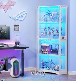 Minifigures Corner Display Case 4 Tier LED Figure Diecast Card Car Curio Cabinet