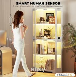 Minifigures Corner Display Case 4 Tier LED Figure Diecast Card Car Curio Cabinet