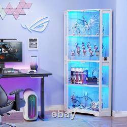 Minifigures Corner Display Case 4 Tier LED Figure Diecast Card Car Curio Cabinet