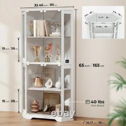 Minifigures Corner Display Case 4 Tier LED Figure Diecast Card Car Curio Cabinet