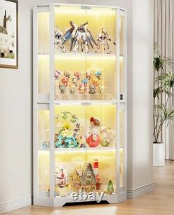 Minifigures Corner Display Case 4 Tier LED Figure Diecast Card Car Curio Cabinet