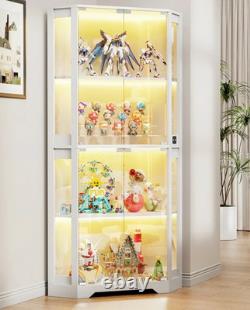 Minifigures Corner Display Case 4 Tier LED Figure Diecast Card Car Curio Cabinet