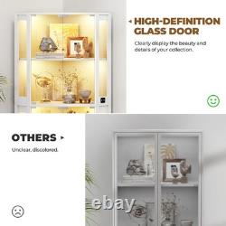 Minifigures Corner Display Case 4 Tier LED Figure Diecast Card Car Curio Cabinet