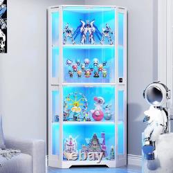 Minifigures Corner Display Case 4 Tier LED Figure Diecast Card Car Curio Cabinet