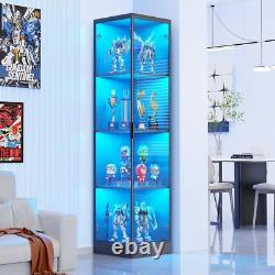 Minifigures Corner Display Case 4 Tier LED Figure Diecast Toy Car Curio Cabinet