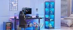 Minifigures Corner Display Case 4 Tier LED Figure Diecast Toy Car Curio Cabinet
