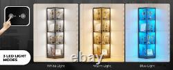 Minifigures Corner Display Case 4 Tier LED Figure Diecast Toy Car Curio Cabinet