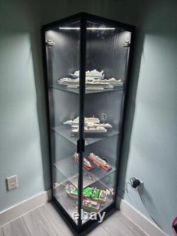 Minifigures Corner Display Case 4 Tier LED Figure Diecast Toy Car Curio Cabinet