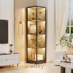 Minifigures Corner Display Case 4 Tier LED Figure Diecast Toy Car Curio Cabinet