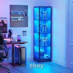 Minifigures Corner Display Case 4 Tier LED Figure Diecast Toy Car Curio Cabinet