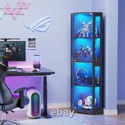 Minifigures Corner Display Case 4 Tier LED Light Figure Diecast Car Toy Cabinet