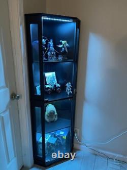 Minifigures Corner Display Case 4 Tier LED Light Figure Diecast Car Toy Cabinet