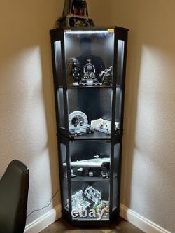 Minifigures Corner Display Case 4 Tier LED Light Figure Diecast Car Toy Cabinet