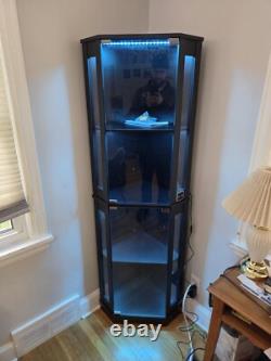 Minifigures Corner Display Case 4 Tier LED Light Figure Diecast Car Toy Cabinet