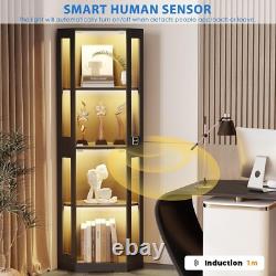 Minifigures Corner Display Case 4 Tier LED Light Figure Diecast Car Toy Cabinet