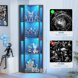 Minifigures Corner Display Case 4 Tier LED Light Figure Diecast Car Toy Cabinet