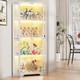 Minifigures Corner Display Case White 4 Tier LED Figure Diecast Toy Car Cabinet