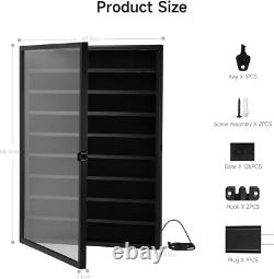 Minifigures Display Case 126 Pcs Toy Miniature LED Solid Wood Black Wall Rack