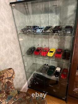 Minifigures Display Case 4 Tier Figure Diecast Model Car Glass Shelf 64 Cabinet