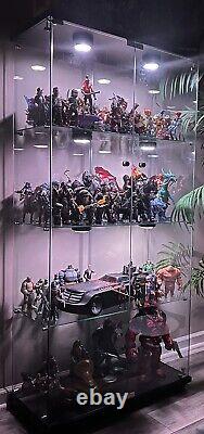 Minifigures Display Case 4 Tier Figure Diecast Model Car Glass Shelf 64 Cabinet