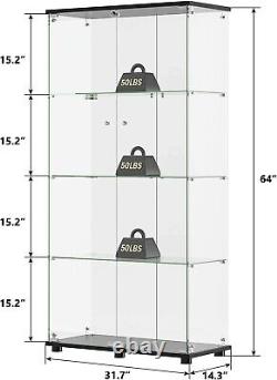 Minifigures Display Case 4 Tier Figure Diecast Model Car Glass Shelf 64 Cabinet