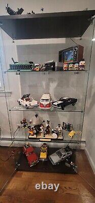 Minifigures Display Case 4 Tier Figure Diecast Model Car Glass Shelf 64 Cabinet