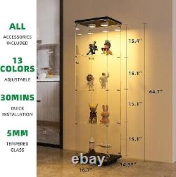 Minifigures Display Case 4 Tier LED Figure Diecast Car Glass Shelf 65 Cabinet