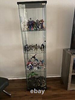 Minifigures Display Case 4 Tier LED Figure Diecast Car Glass Shelf 65 Cabinet