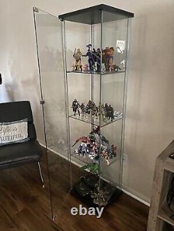 Minifigures Display Case 4 Tier LED Figure Diecast Car Glass Shelf 65 Cabinet