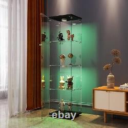 Minifigures Display Case 4 Tier LED Figure Diecast Car Glass Shelf 65 Cabinet