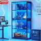Minifigures Display Case 4 Tier LED Figure Diecast Model Car Glass White Cabinet