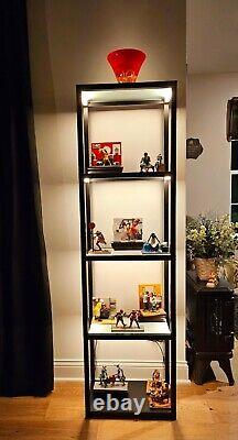 Minifigures Display Case 4 Tier LED Figure Diecast Model Car Shelf Glass Cabinet