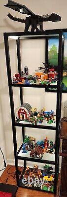 Minifigures Display Case 4 Tier LED Figure Diecast Model Car Shelf Glass Cabinet