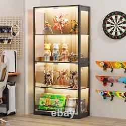 Minifigures Display Case 4 Tier LED Figure Diecast Model Car Toy Glass Cabinet