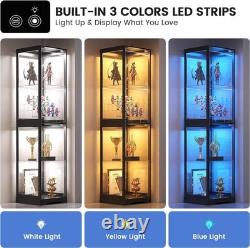 Minifigures Display Case 4 Tier LED Light 65 Figure Model Car Toy Glass Cabinet