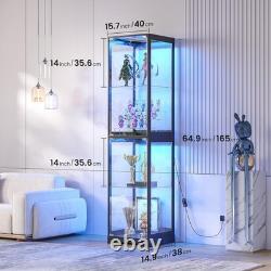 Minifigures Display Case 4 Tier LED Light 65 Figure Model Car Toy Glass Cabinet